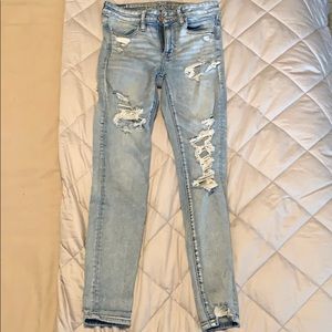 American Eagle high rise stretchy ripped jeans